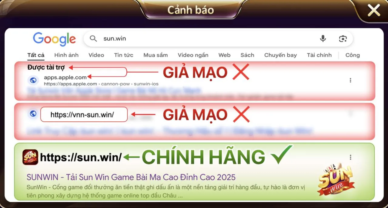 Nhận diện link Sunwin chuẩn